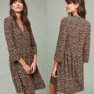 Anthropologie Maeve Juno Leopard Dress